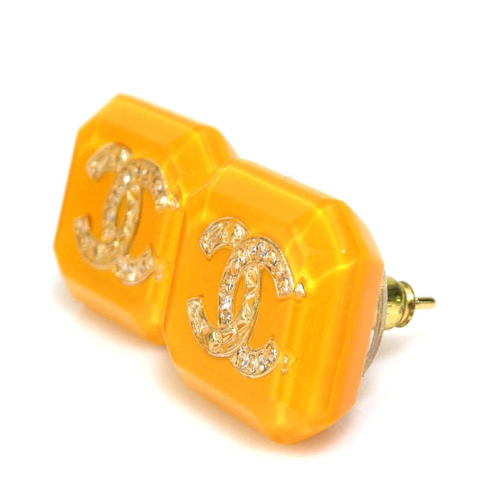 Chanel Cc Logo Earrings Gold-Tone Metal #247045C77B - Picture 3 of 8